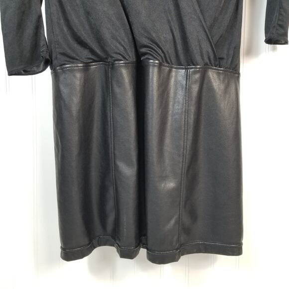 Wilfred Open Back Faux Leather Skirt Long Sleeve Dress Black Large - Picture 7 of 9